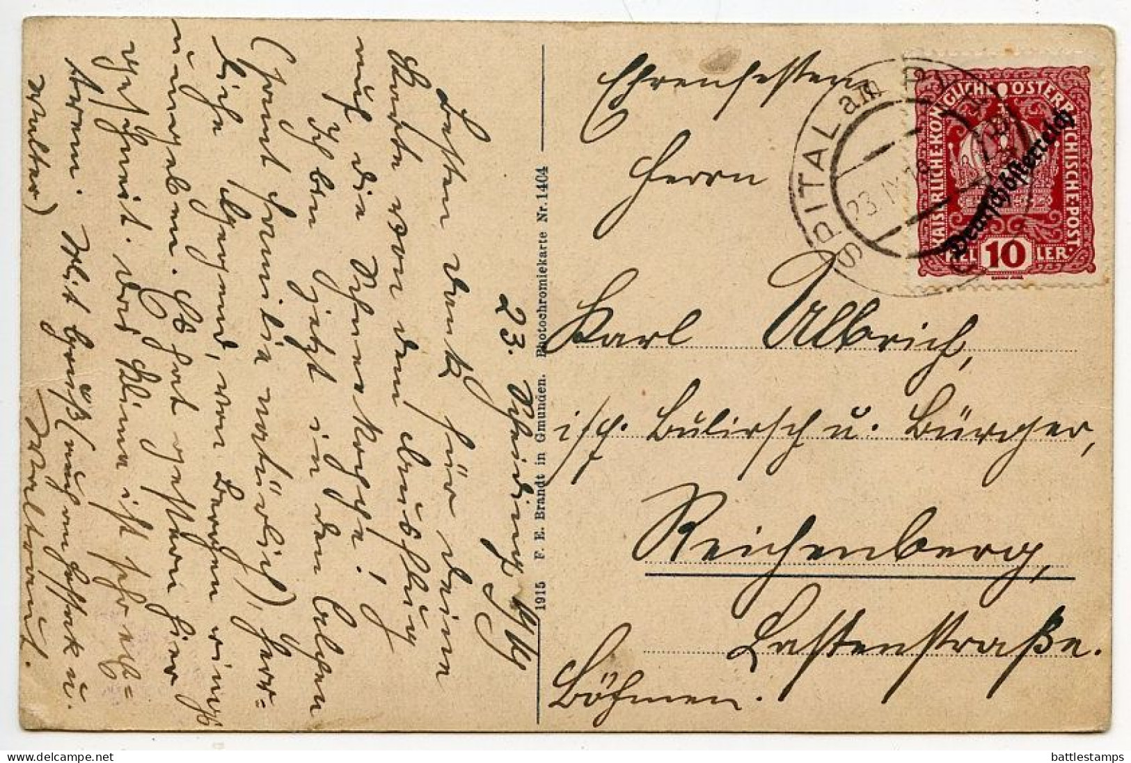 Austria 1919 Postcard - Spital Am Pyhrn Mitdem Bosruck, Pyrnbahn; To Reichenberg (Liberec); Scott 184 - Spital Am Phyrn