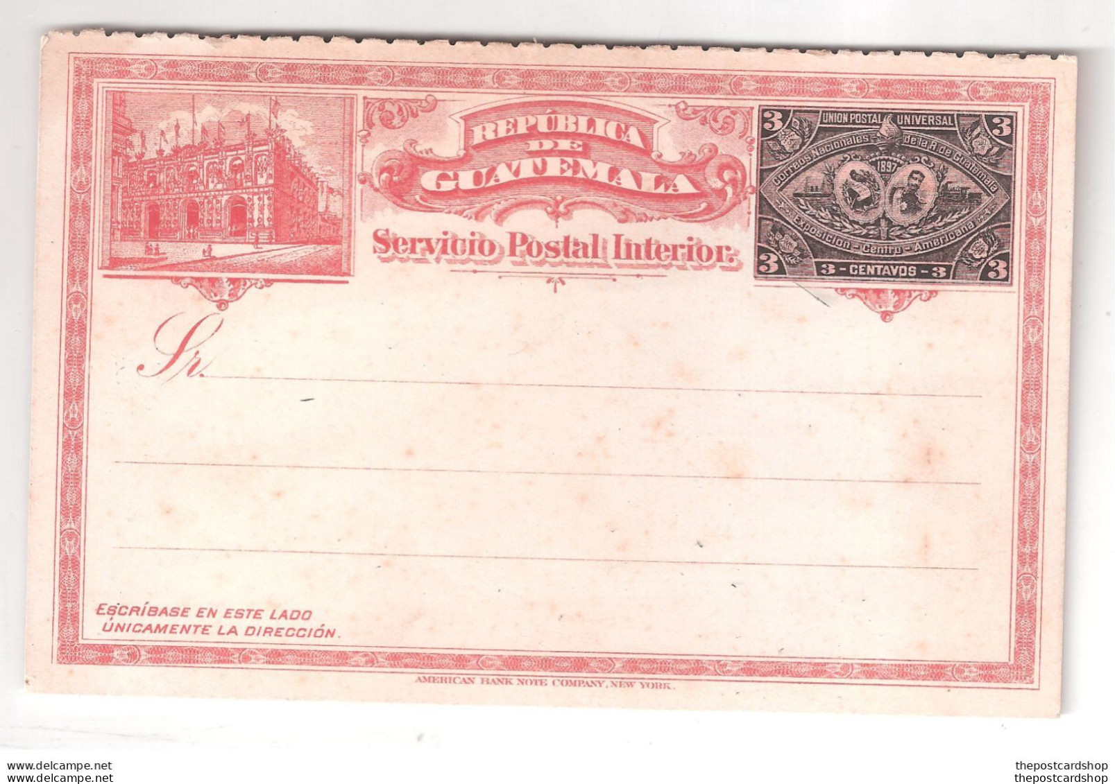 Guatemala Guatamala 1897 Postal Stationary Card 3 Centavos - UNUSED - Guatemala