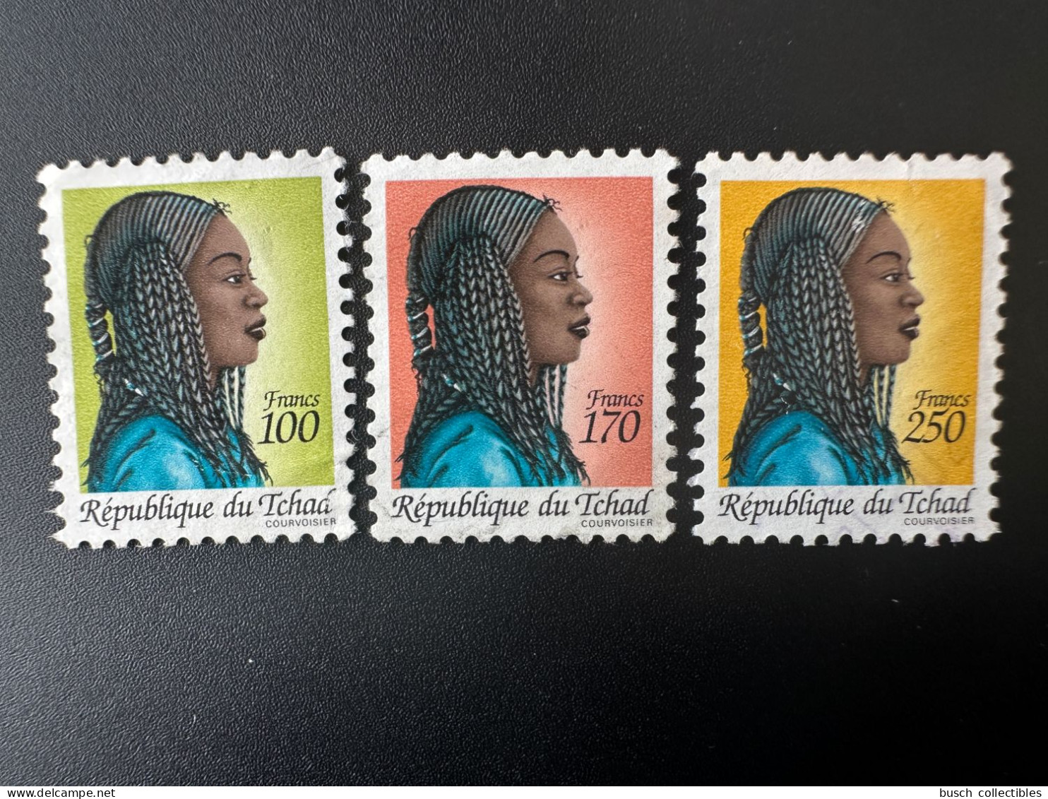 Tchad Chad Tschad 1990 Mi. 1192 - 1195 Obl. Used 3 Val Traditional Hairstyles Cheveux Tresses Definitives Série Courante - Ciad (1960-...)