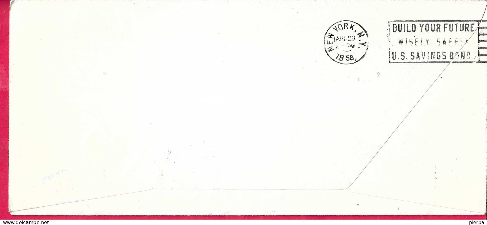 IRLANDA - COMMEMORATIVE FLIGHT COVER " TRANSATLANTIC FLIGHT*29.IV.58* FROM IRELAND TO NEW YORK ON COMMERCIAL SIZE COVER - Covers & Documents