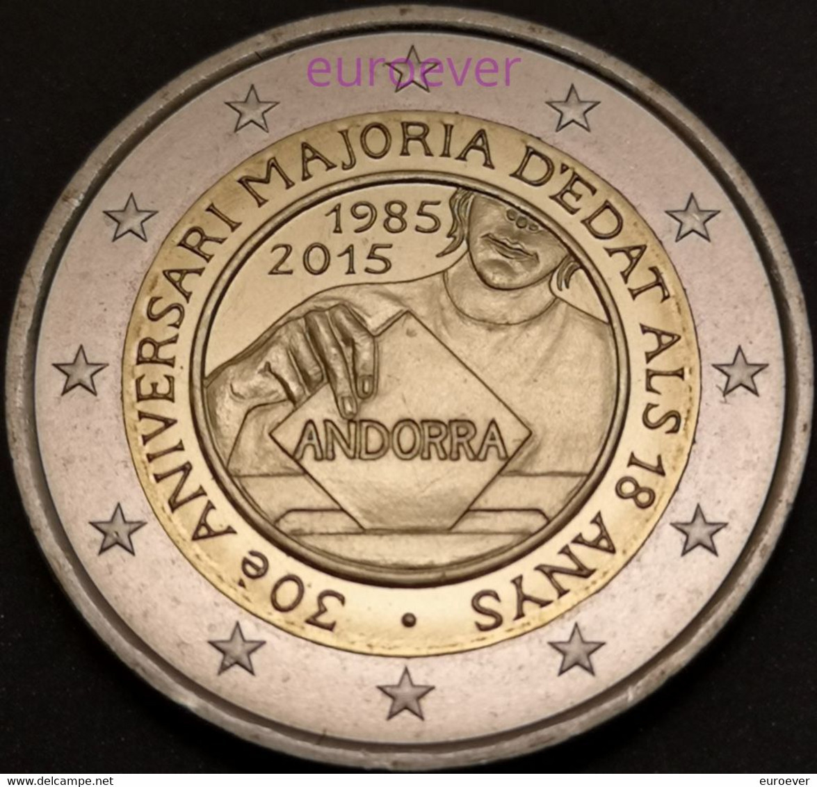 2 Euro Gedenkmünze 2015 Nr. 28 - Andorra Volljährigkeitsalter Auf 18 UNC Aus BU Coincard - Andorre