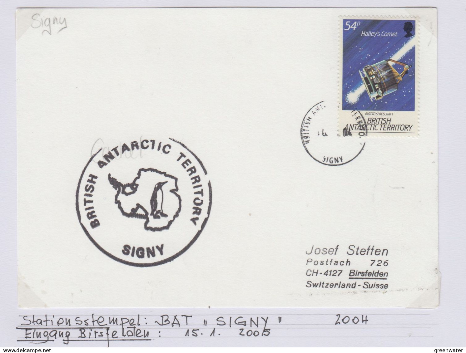 British Antarctic Territory (BAT) Cover Ca Signy 2004  (TR168B) - Lettres & Documents