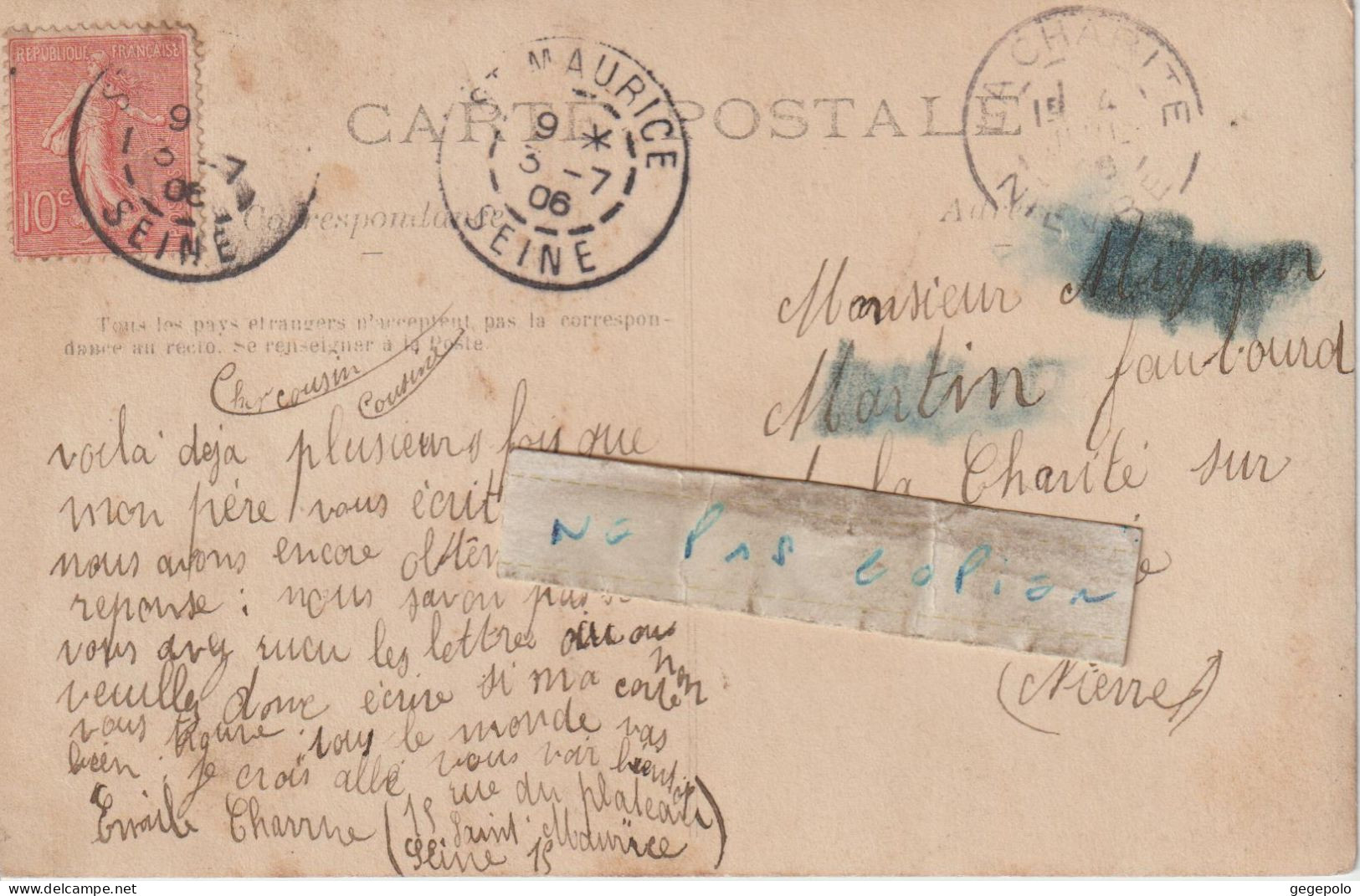 SAINT MAURICE - Au 15 ? ( Voir Verso ) Rue Du Plateau , Deux Amis Qui Trinquent En 1906  ( Carte Photo ) - Saint Maurice