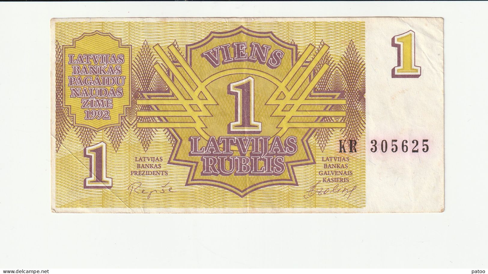 BILLET DE  LETTONIE  VENDU EN L'ETAT  /  1 RUBLIS DE 1992  / PEU CIRCULE - Latvia