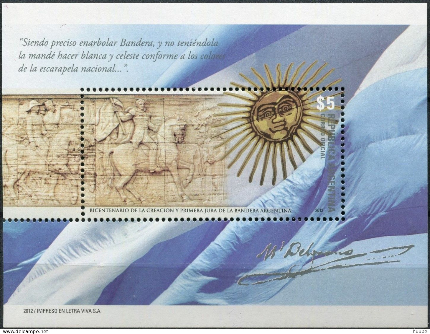 Argentina, 2012, Mi 3447, Creation & 1st Pledge Of Allegiance To The Argentine Flag, Block 133, MNH - Andere & Zonder Classificatie