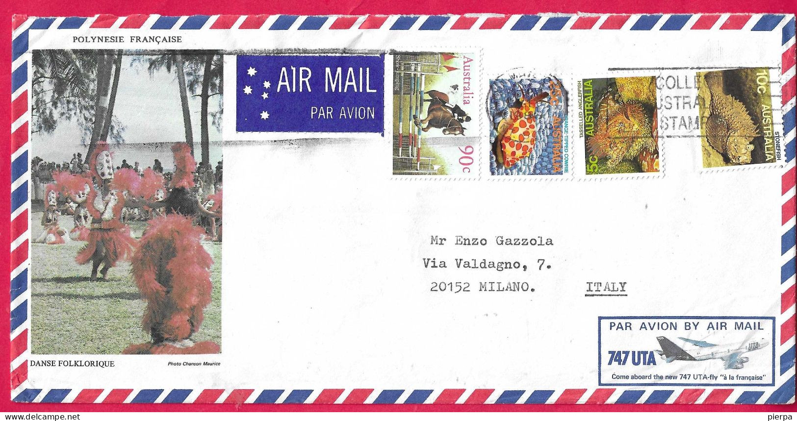 AUSTRALIA - TRADE ILLUSTRATED ENVELOPE BY AIR MAIL 747 UTA - Lettres & Documents
