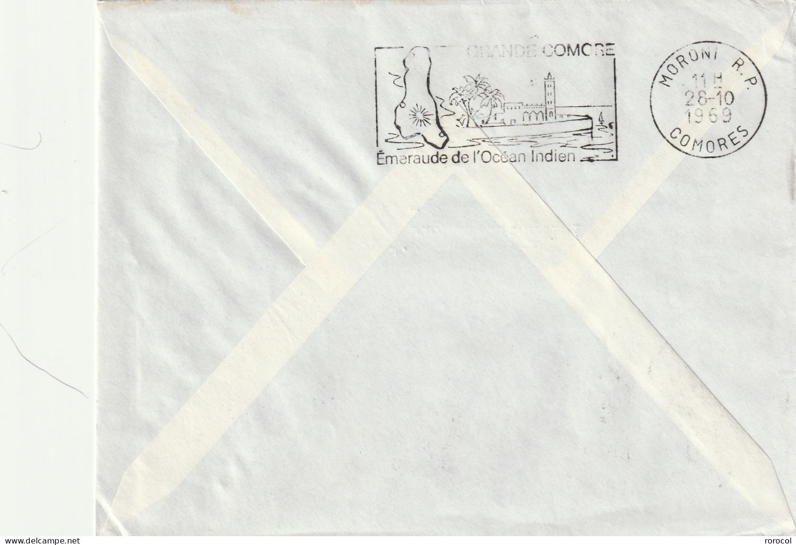 COMORES Lettre De Service 1969 POUR CAEN TERRITOIRE DES COMORES POSTES ET TELECOMMUNICATIONS - Brieven En Documenten