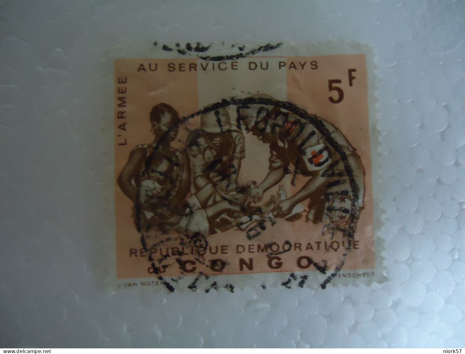 CONGO   USED ON PAPER   STAMPS  RED CROSS WITH POSTMARK - Autres & Non Classés