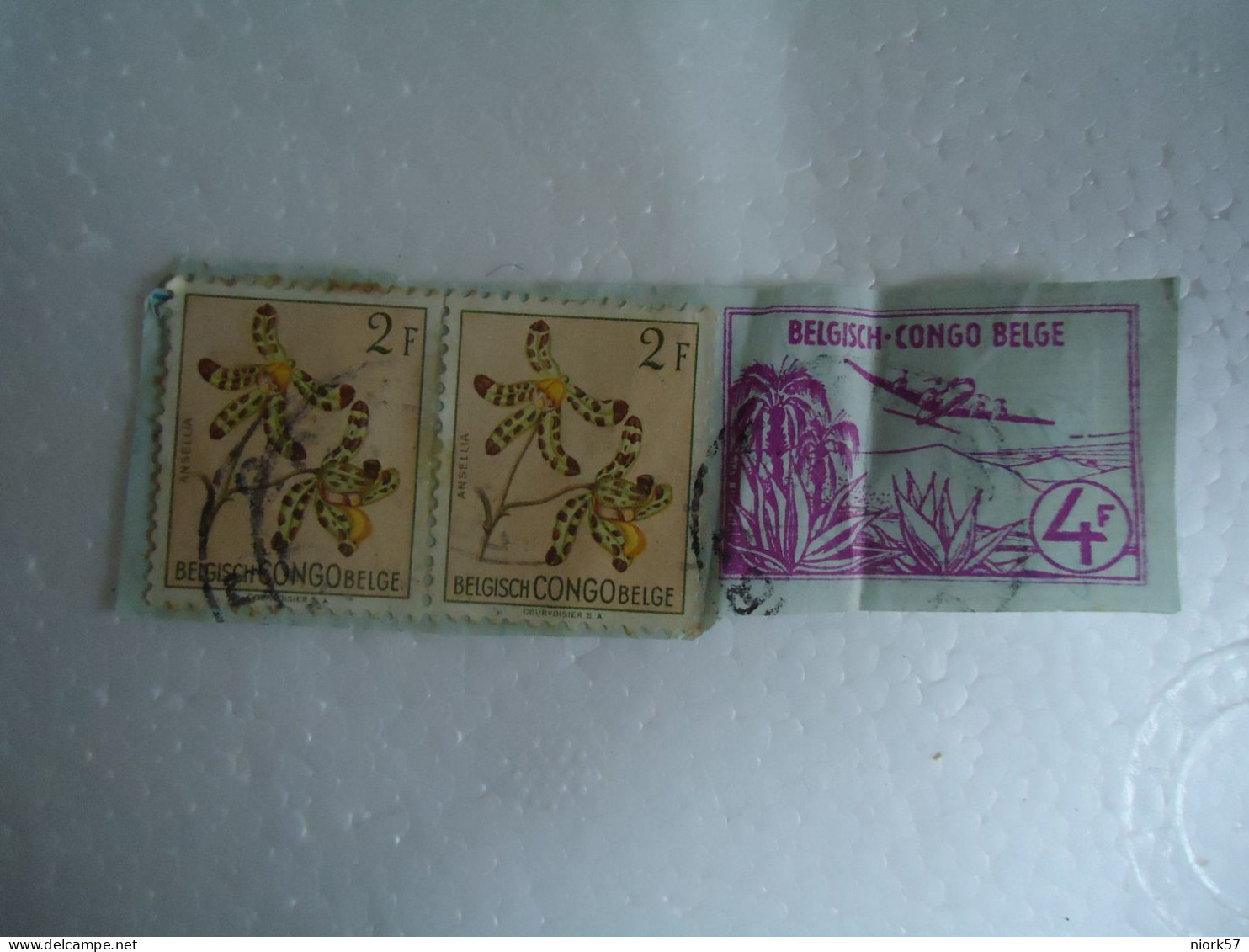BELGIAN CONGO   USED 3 ON PAPER   STAMPS  FLOWERS AND PREPAID STAMPS  AIRPLANES - Sonstige & Ohne Zuordnung