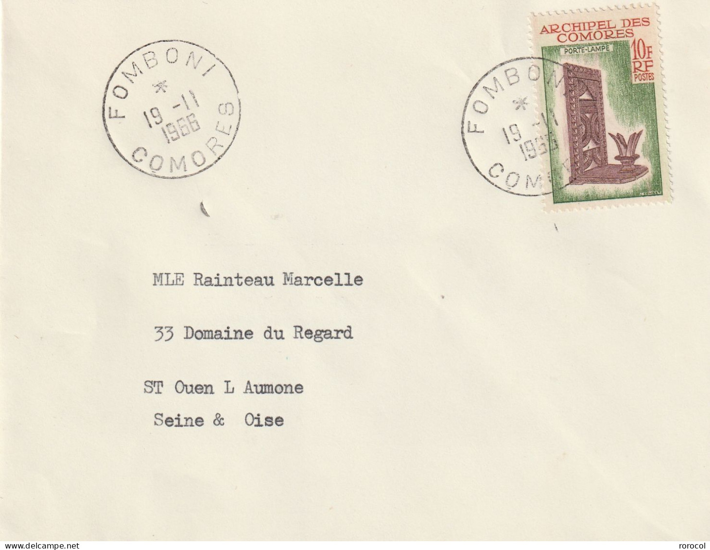 COMORES  Lettre 1966 FOMBONI  MOHELI - Cartas & Documentos