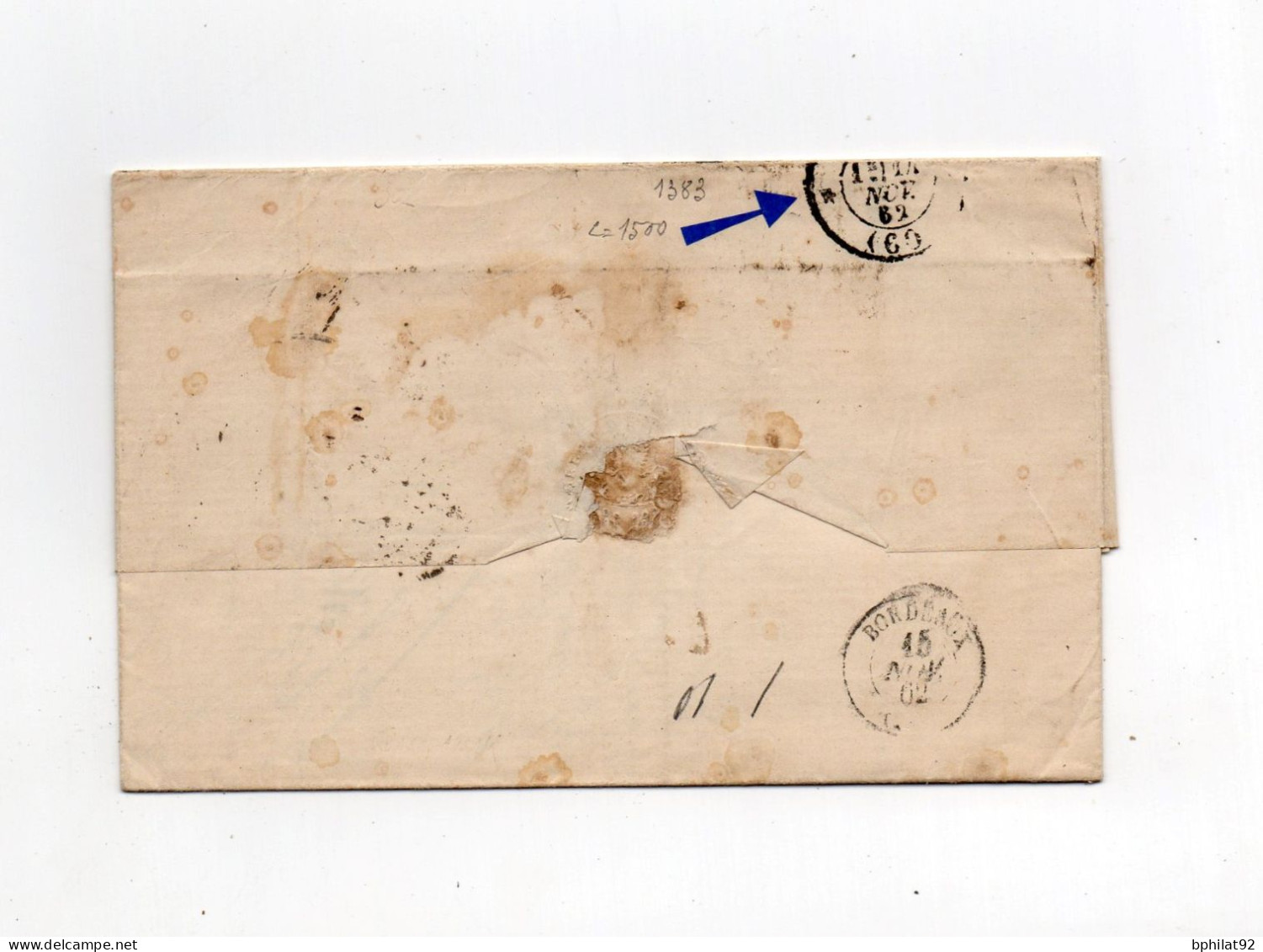 !!! LETTRE DE LEIPZIG DE 1862 POUR BORDEAUX, MARQUE D'ENTREE "BADE - STRASBOURG AMB D" - Cartas & Documentos