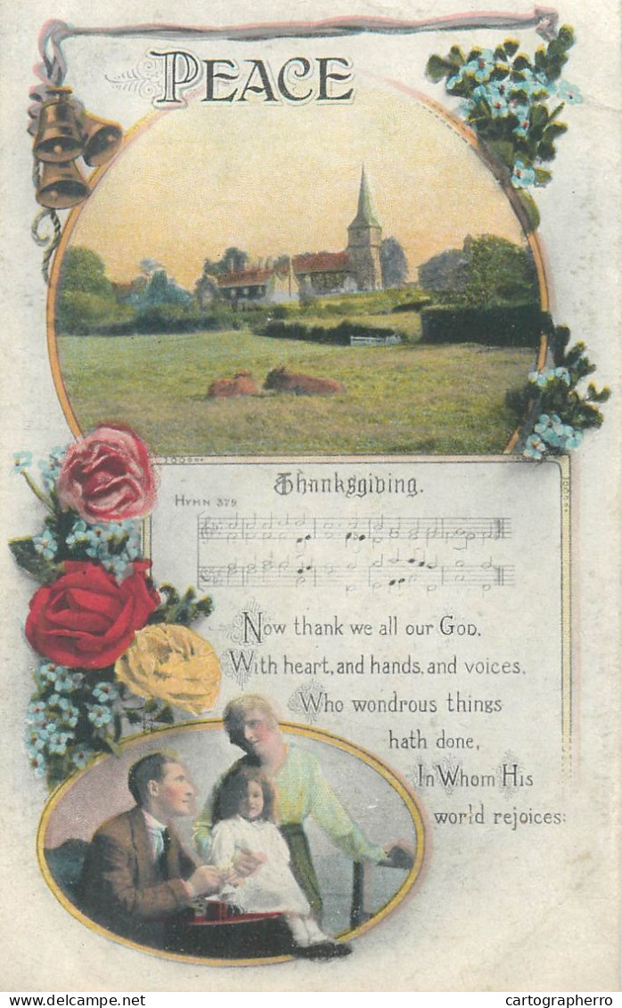 Postcard Greetings Card UK Thanksgiving Family Scene - Thanksgiving