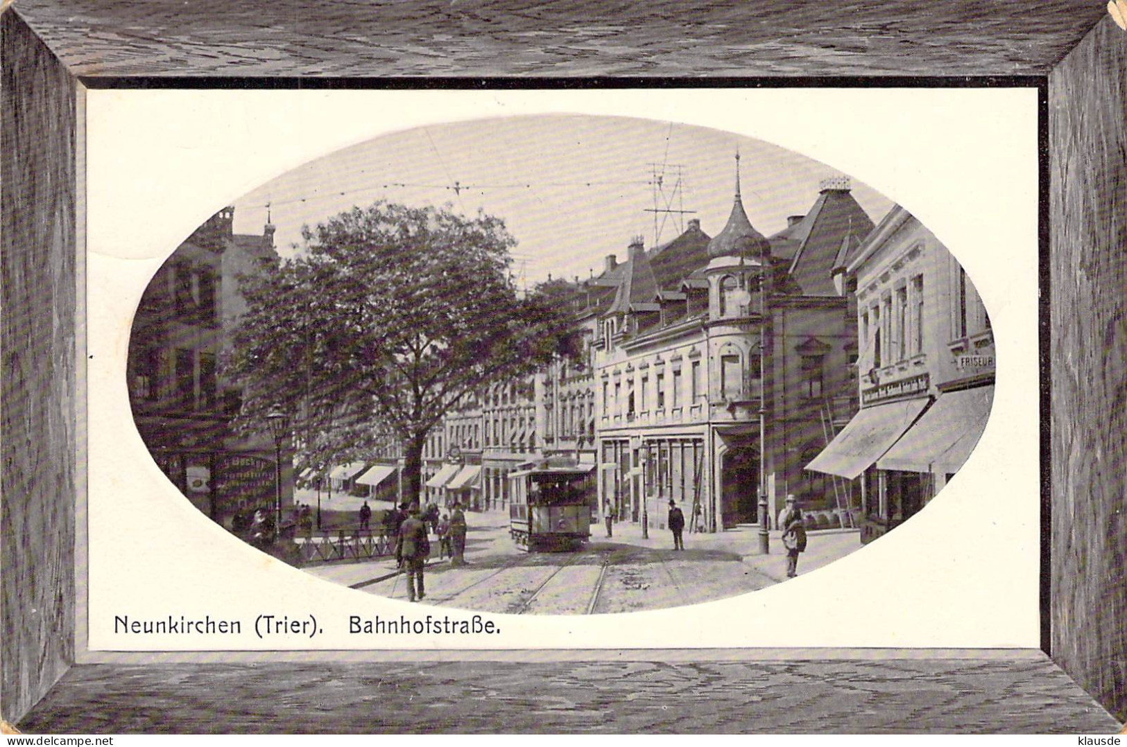 Neunkirchen (Saar) - Bahnhofstrasse ,Strassenbahn,Paspartoutkarte,Feldpost 1914 - Kreis Neunkirchen