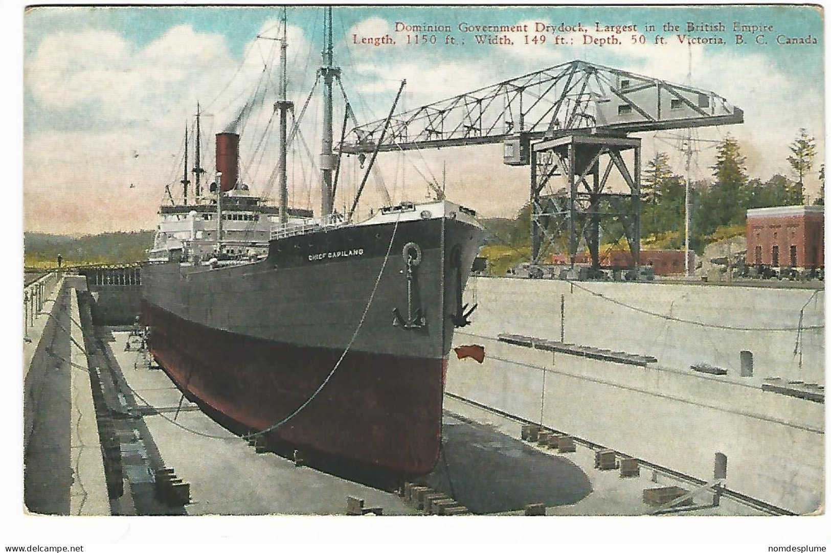 57190) Victoria BC Government Drydock Ship  1937 Victoria Postmark Slogan - Victoria