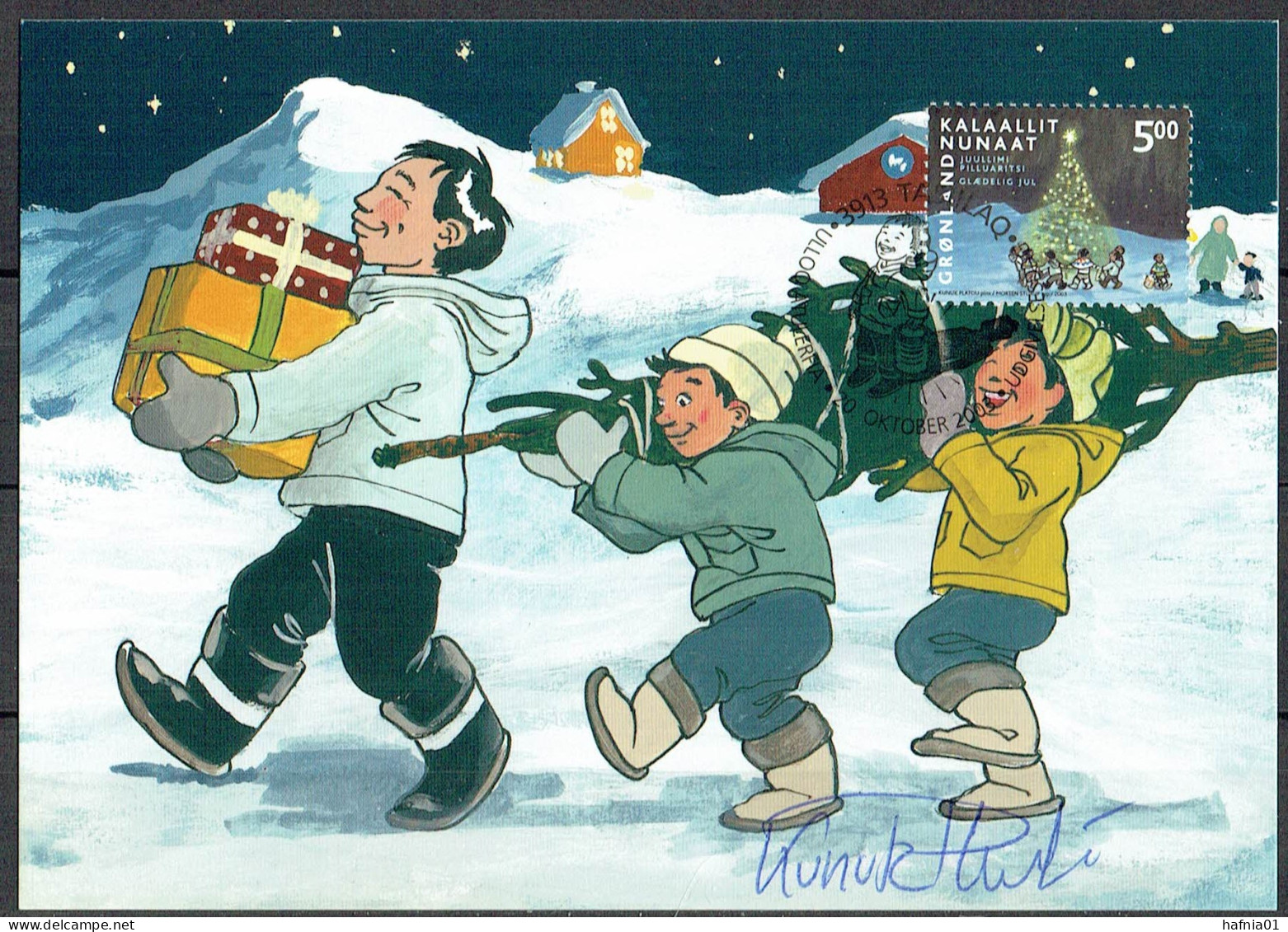 Greenland 2002. Christmas. Michel 403, 404. Maxi Cards. Signed. - Maximum Cards