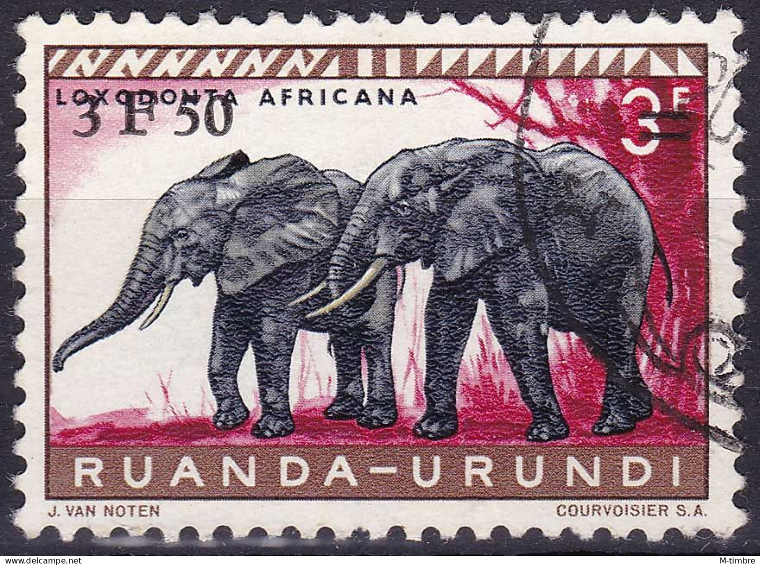 Ruanda-Urundi YT 224 Mi 182 Année 1961 (Used °) Animaux - Eléphant - Gebruikt