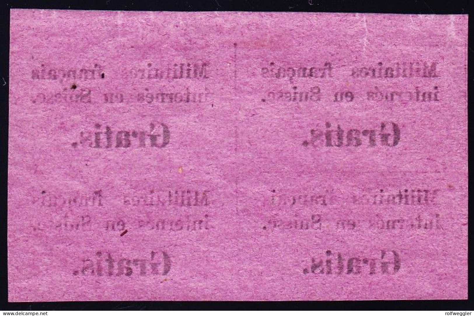 1871 "Gratis" Postfrischer 4er Block (Falzspur Im Bogenrand) F. Internierte Der Bourbaki-Armee. Attest Zumstein Nr.23077 - Franchigia