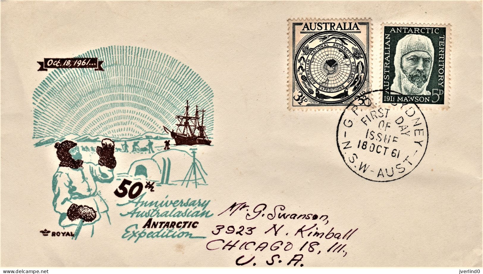 Australian Antarctic Territory Australia - 1961 - FDC - Sir Douglas Mawson - Lettres & Documents