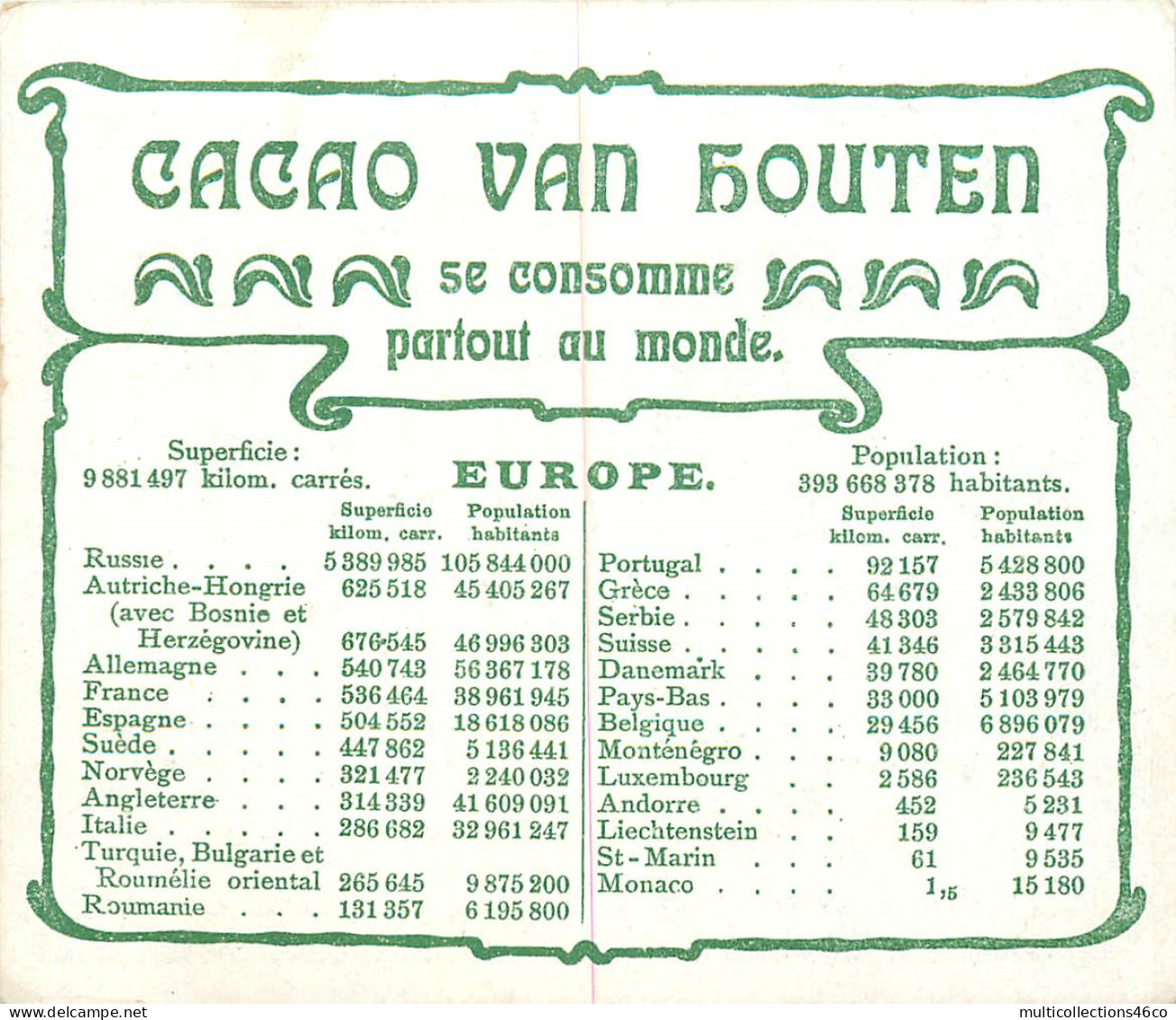 040523 - CHROMO CACAO VAN HOUTEN - Europe - Carte Géographique - Van Houten