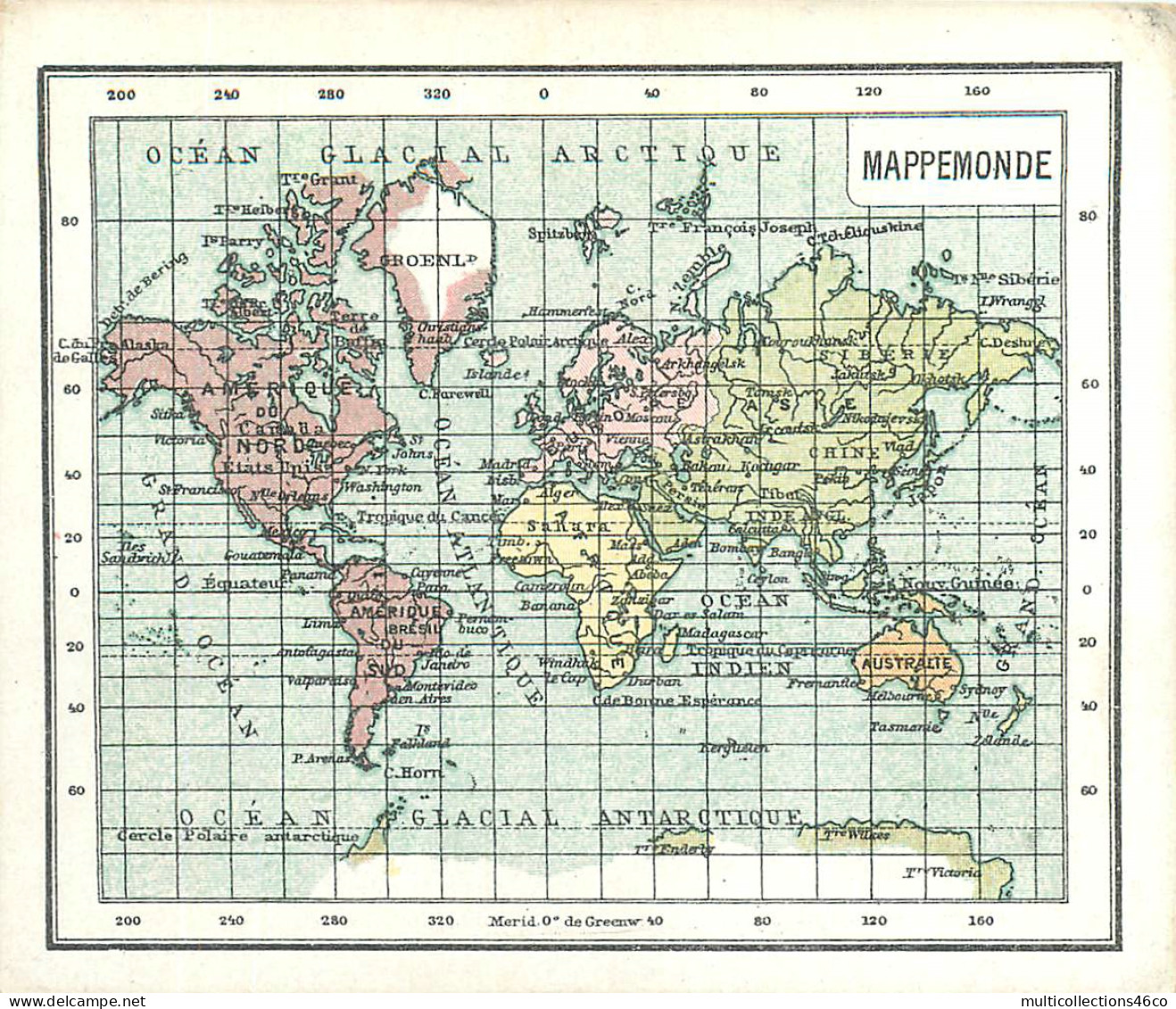 040523 - CHROMO CACAO VAN HOUTEN - Mappemonde - Carte Géographique - Van Houten