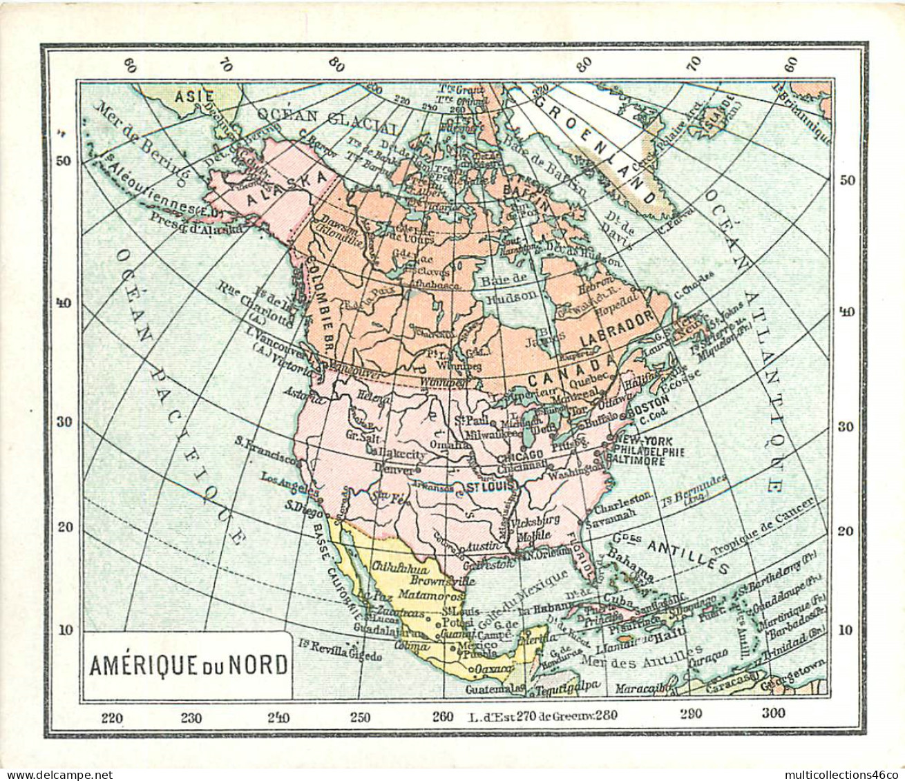 040523 - CHROMO CACAO VAN HOUTEN - Amérique Du Nord - Carte Géographique - Van Houten