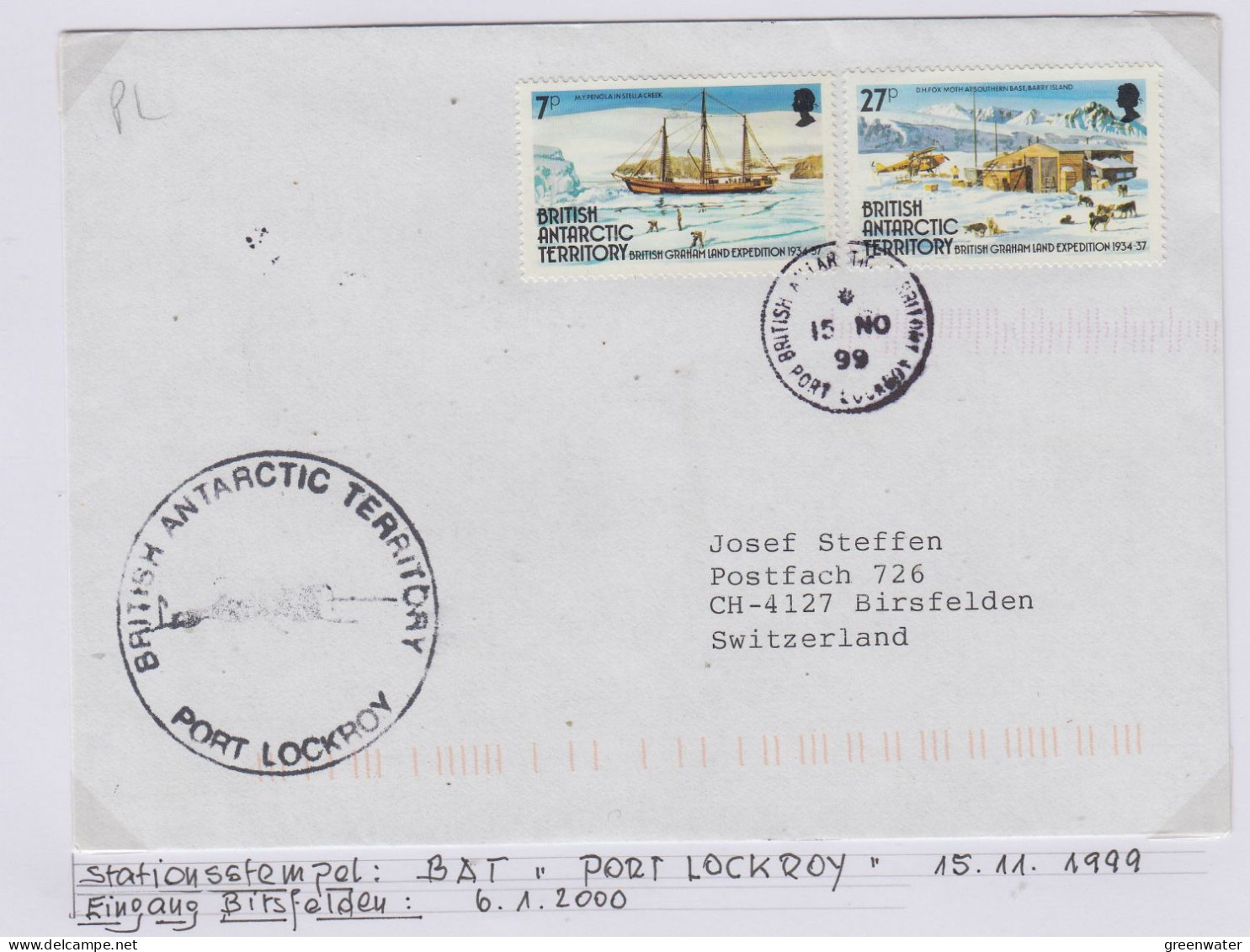 British Antarctic Territorry (BAT) Cover Ca Port Lockroy Ca Port Lockroy 15 NO 1999 (TR172B) - Covers & Documents