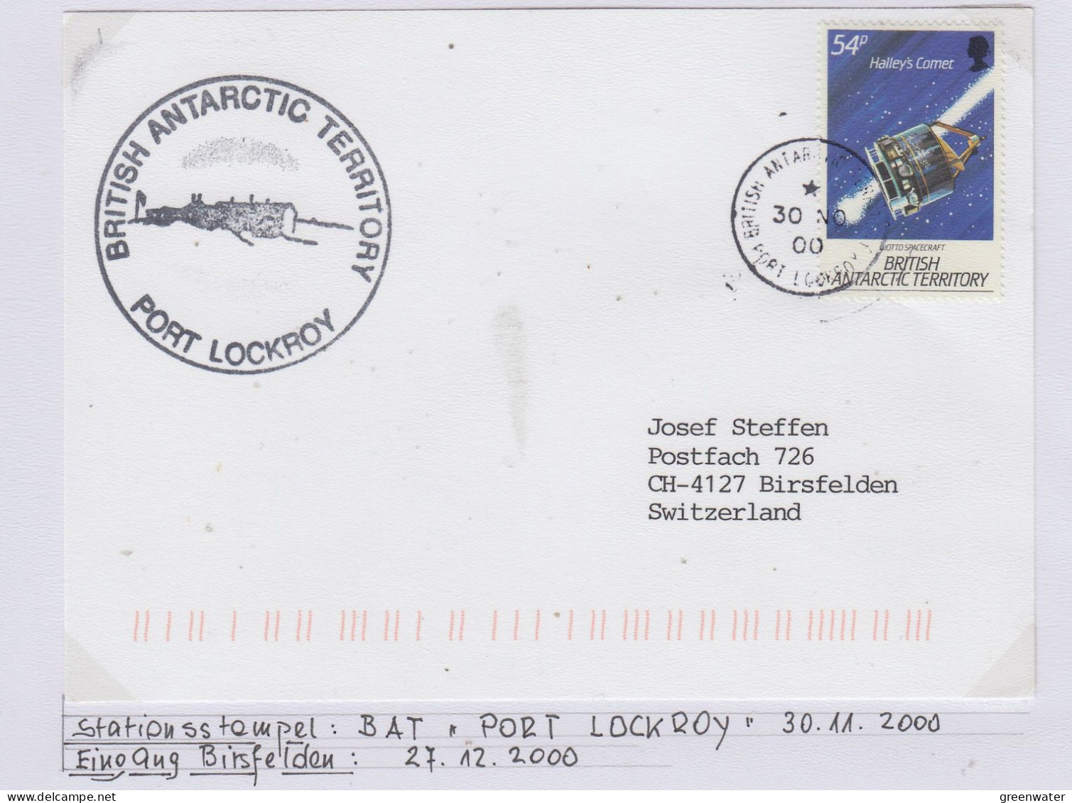 British Antarctic Territorry (BAT) Card Ca Port Lockroy Ca Port Lockroy 30 NO 2000 (TR173A) - Storia Postale