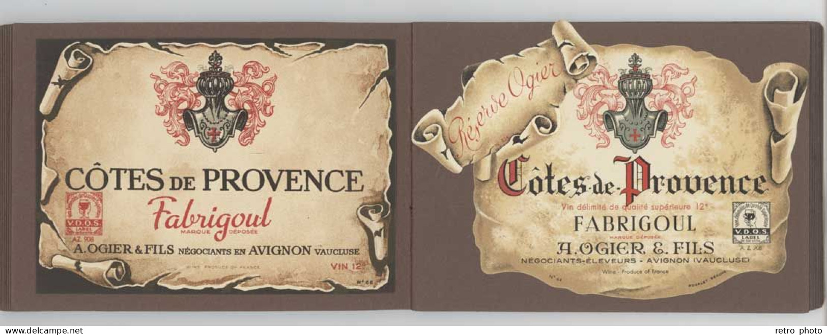 Carnet Catalogue A. Ogier & Fils, Vins Fins Avignon - Etiquettes Côte De Provence, Du Rhône, Gigondas, Châteauneuf Du P. - Collections & Sets