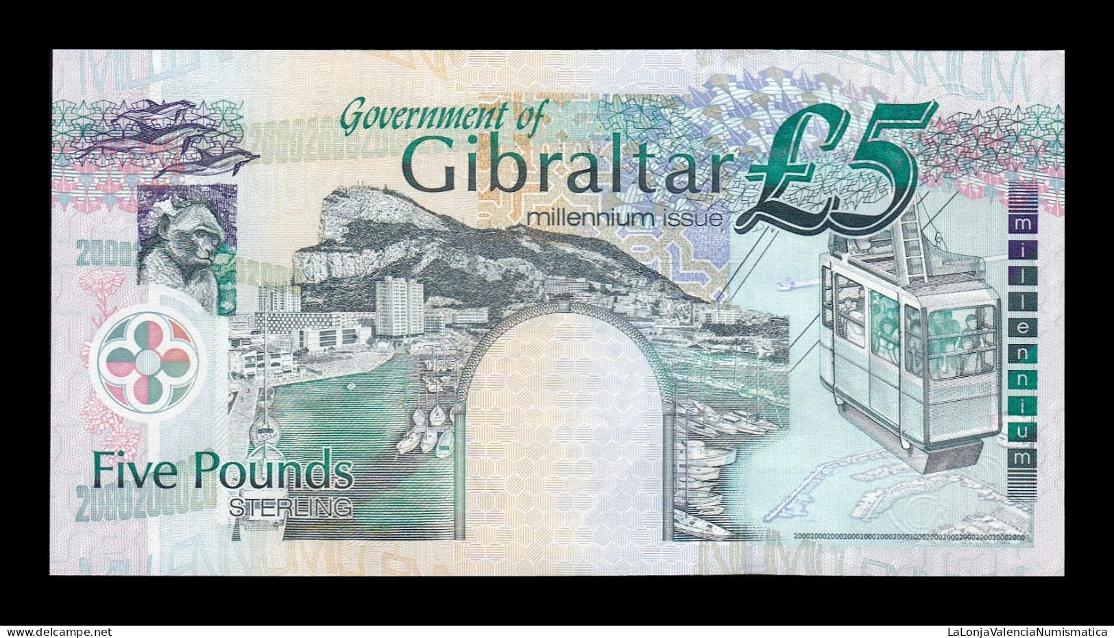 Gibraltar 5 Pounds Elizabeth II 2000 Millennium Commemorative Pick 29 Sc Unc - Gibilterra