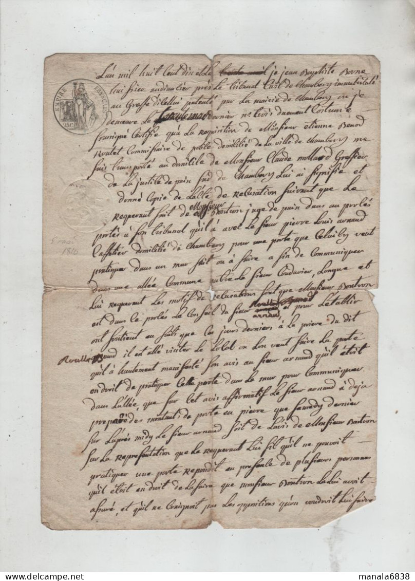 Roullet Commissaire De Police Chambéry 1810 Arnaud Cafetier - Manuscrits