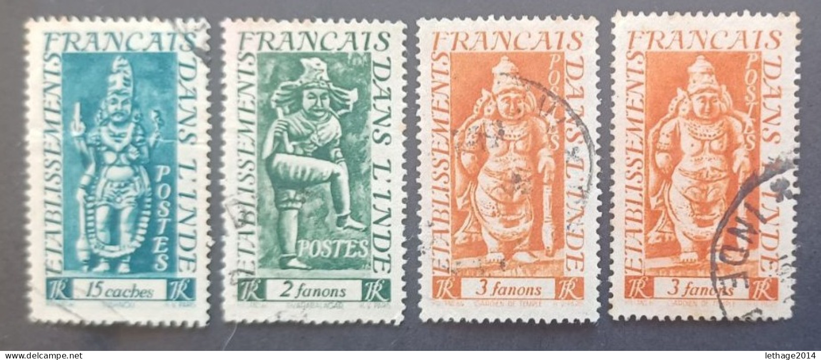 COLONIE FRANCE FRANCIA INDE 1948 DIVINITES CAT YVERT N 243-246-249 - Used Stamps