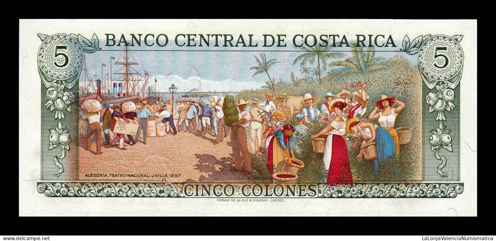 Costa Rica 5 Colones Rafael Yglesias Castro 1989 Pick 236d Sc Unc - Costa Rica