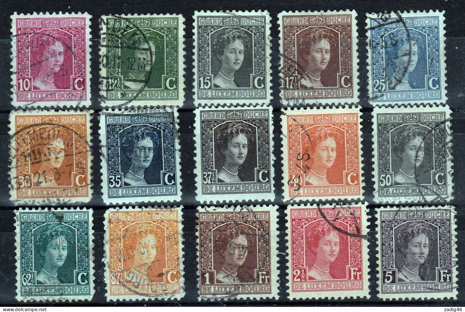 LUXEMBOURG - TIMBRES N° 39 A 109 - OBLITERES - 1921-27 Charlotte Voorzijde