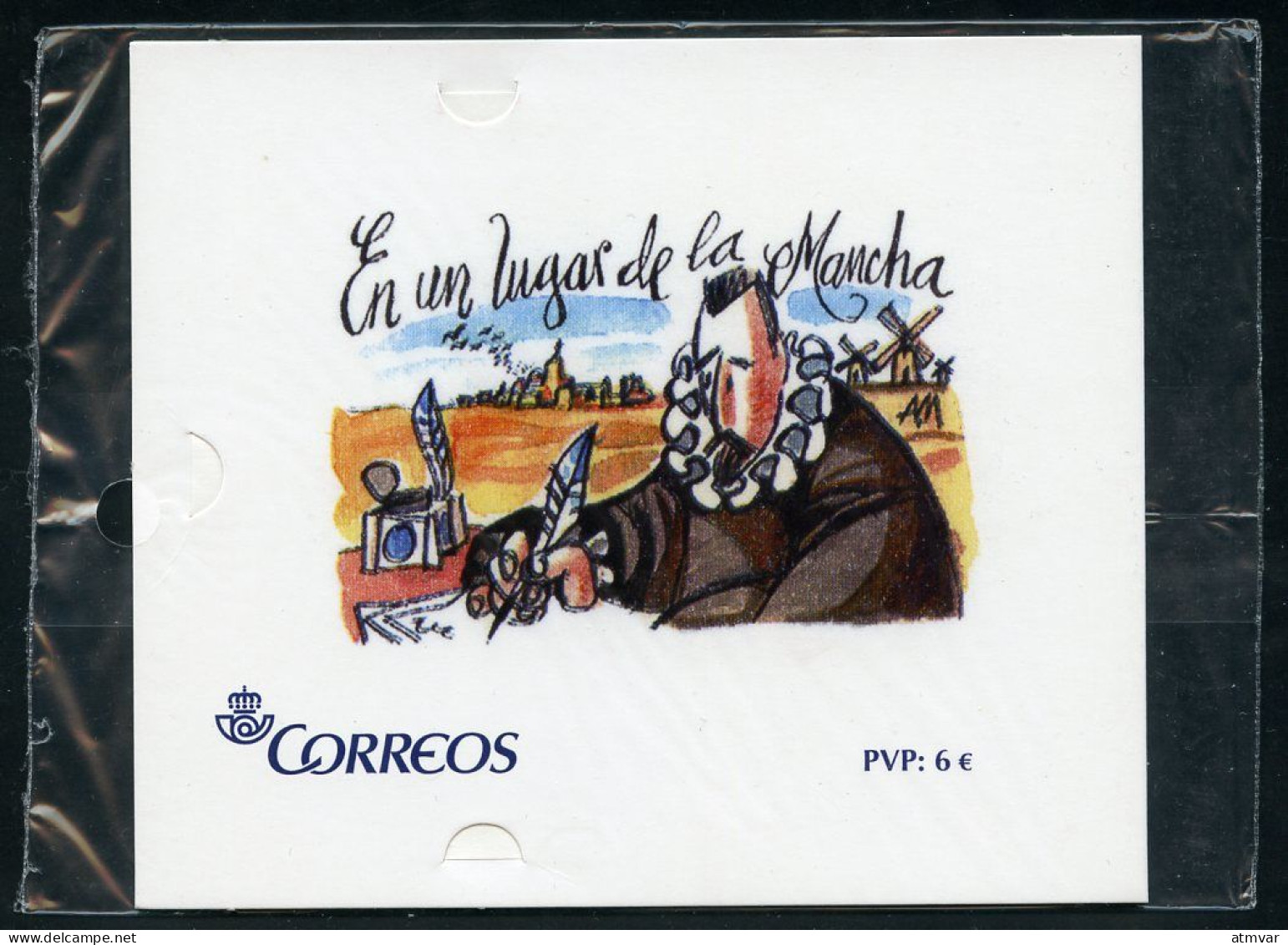 ESPAÑA (2005) Estuche Sellos Conmemorativo IV Centenario Publicación Don Quijote De La Mancha 1605, Cervantes, Mingote - Feuillets Souvenir