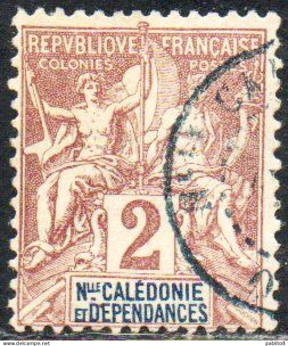 NOUVELLE CALEDONIE NEW NUOVA CALEDONIA  1892 1904 NAVIGATION AND COMMERCE CENT. 2c USATO USED OBLITERE' - Usados