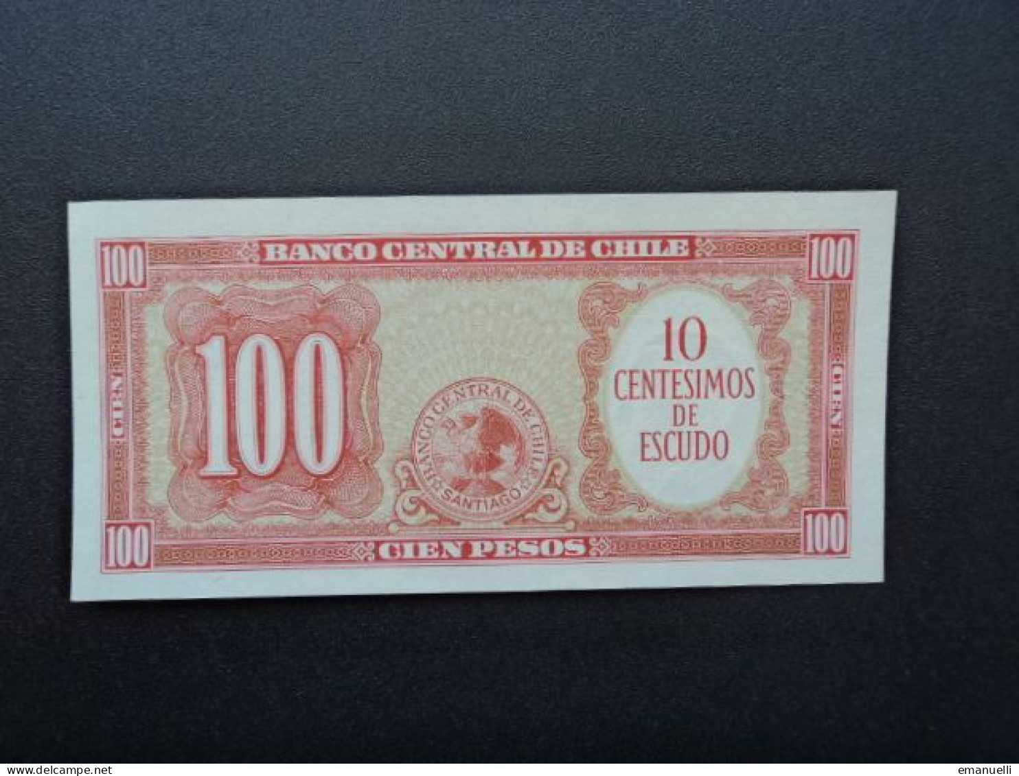 CHILI : 10 CENTESIMOS DE ESCUDO  / 100 PESOS   ND  P 127a    NEUF - Chili