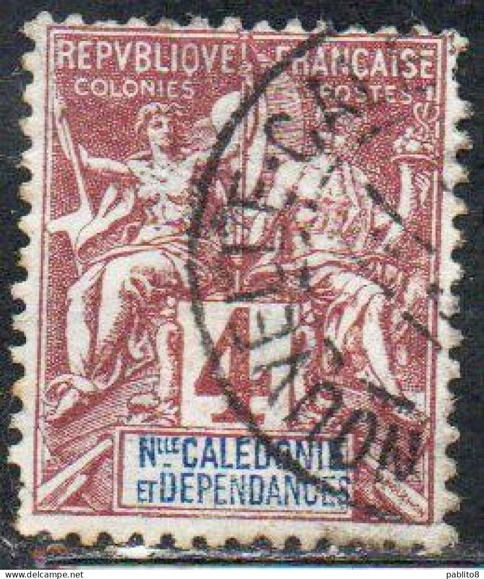 NOUVELLE CALEDONIE NEW NUOVA CALEDONIA  1892 1904 NAVIGATION AND COMMERCE CENT. 4c USATO USED OBLITERE' - Gebraucht