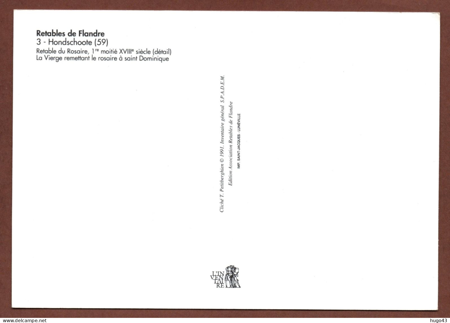 (RECTO / VERSO) HONDSCHOOTE - N° 3 - RETABLES DE FLANDRE - CPM GF - Hondshoote
