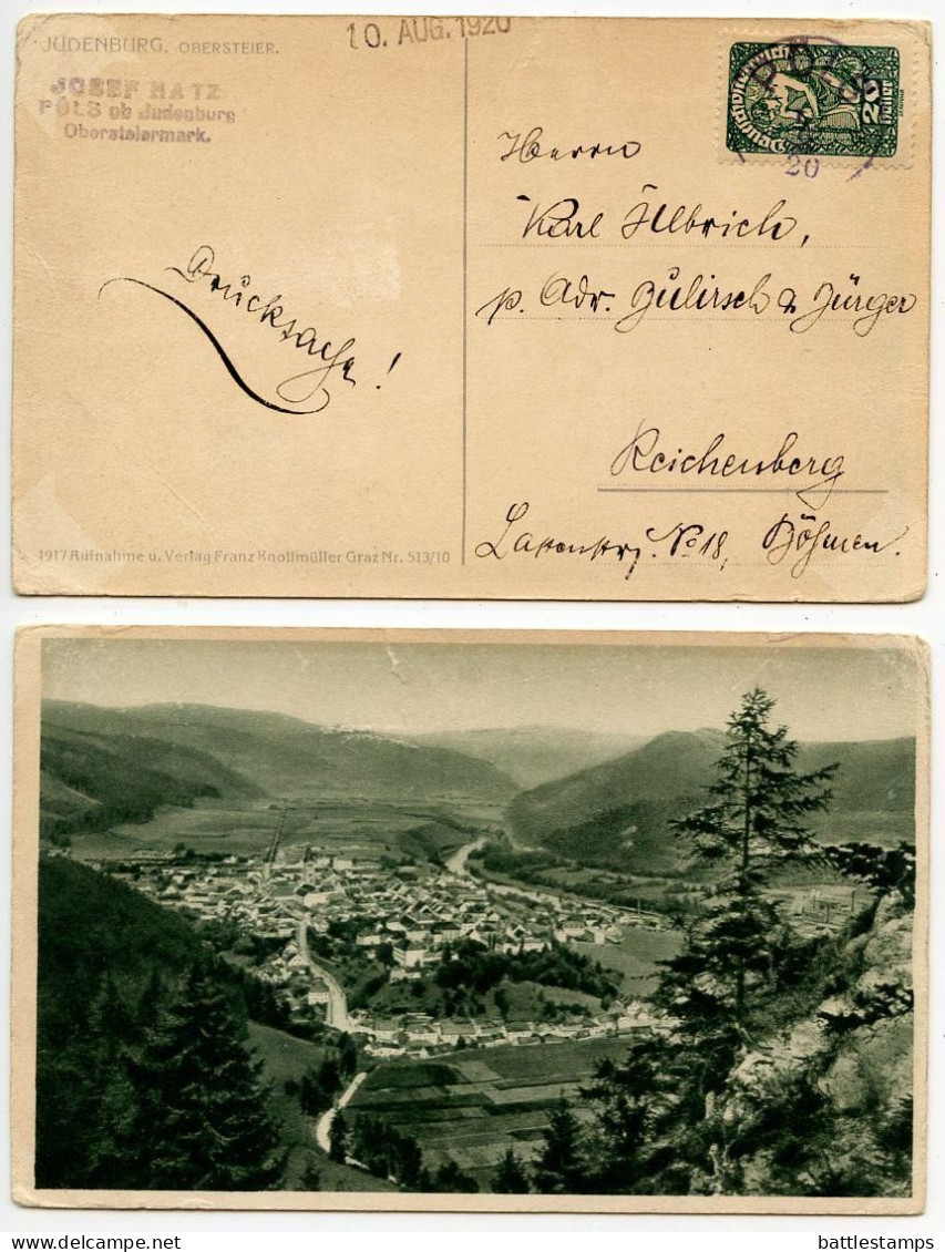 Austria 1920 Postcard - Judenburg, Obersteier; Pöls To Reichenberg (Liberec) - Judenburg