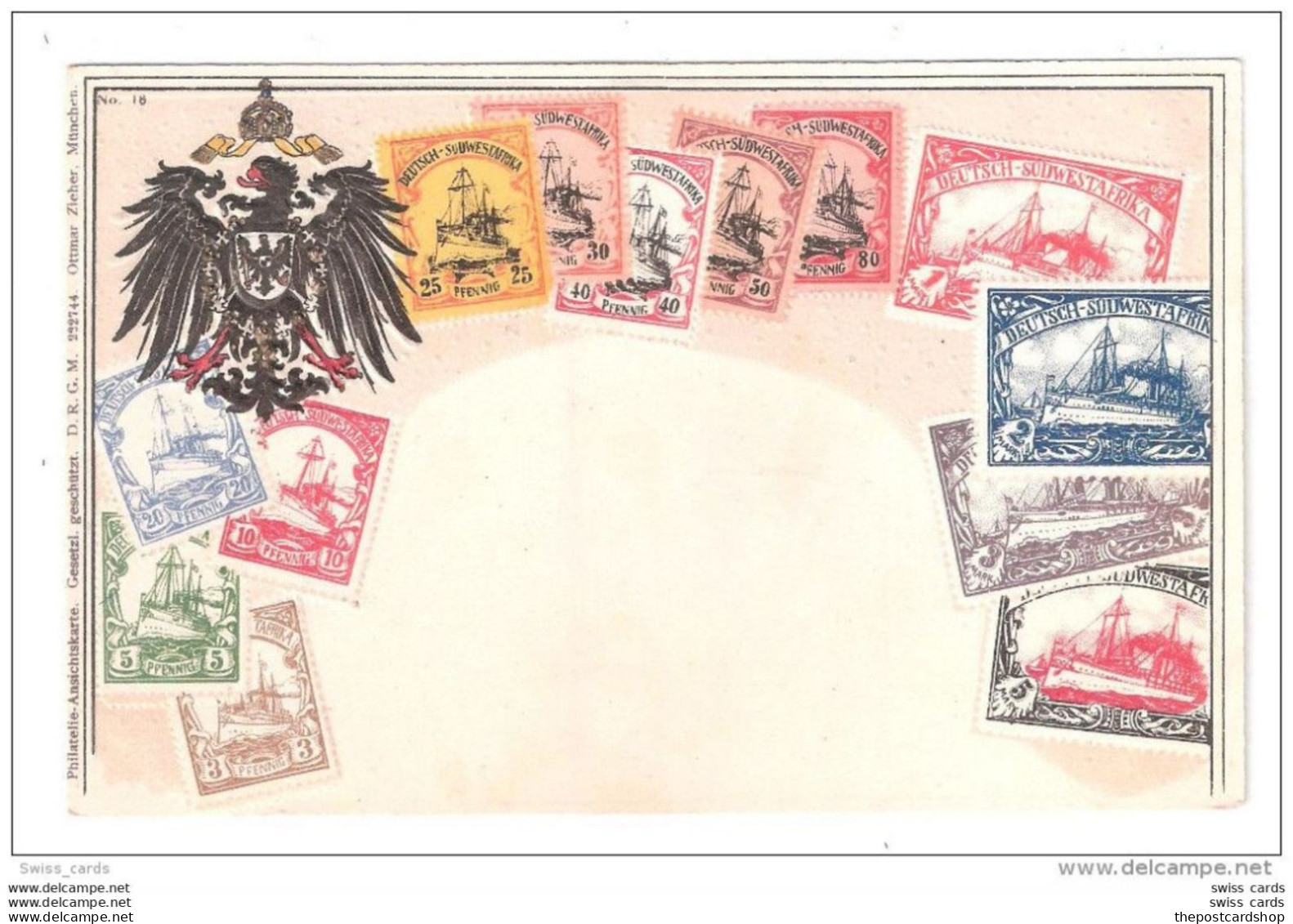 NAMIBIA CARTE PHILATELIQUE DEPOSEE OTTMAR ZIEHER Greece La Grece Stamps On Postcards HERALDRY EMBOSSED Unused - Namibie