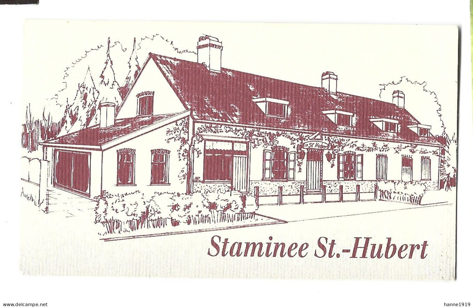 Wingene Staminee St Hubert Café Restaurent Visitekaartje Etiquette Htje - Cartes De Visite