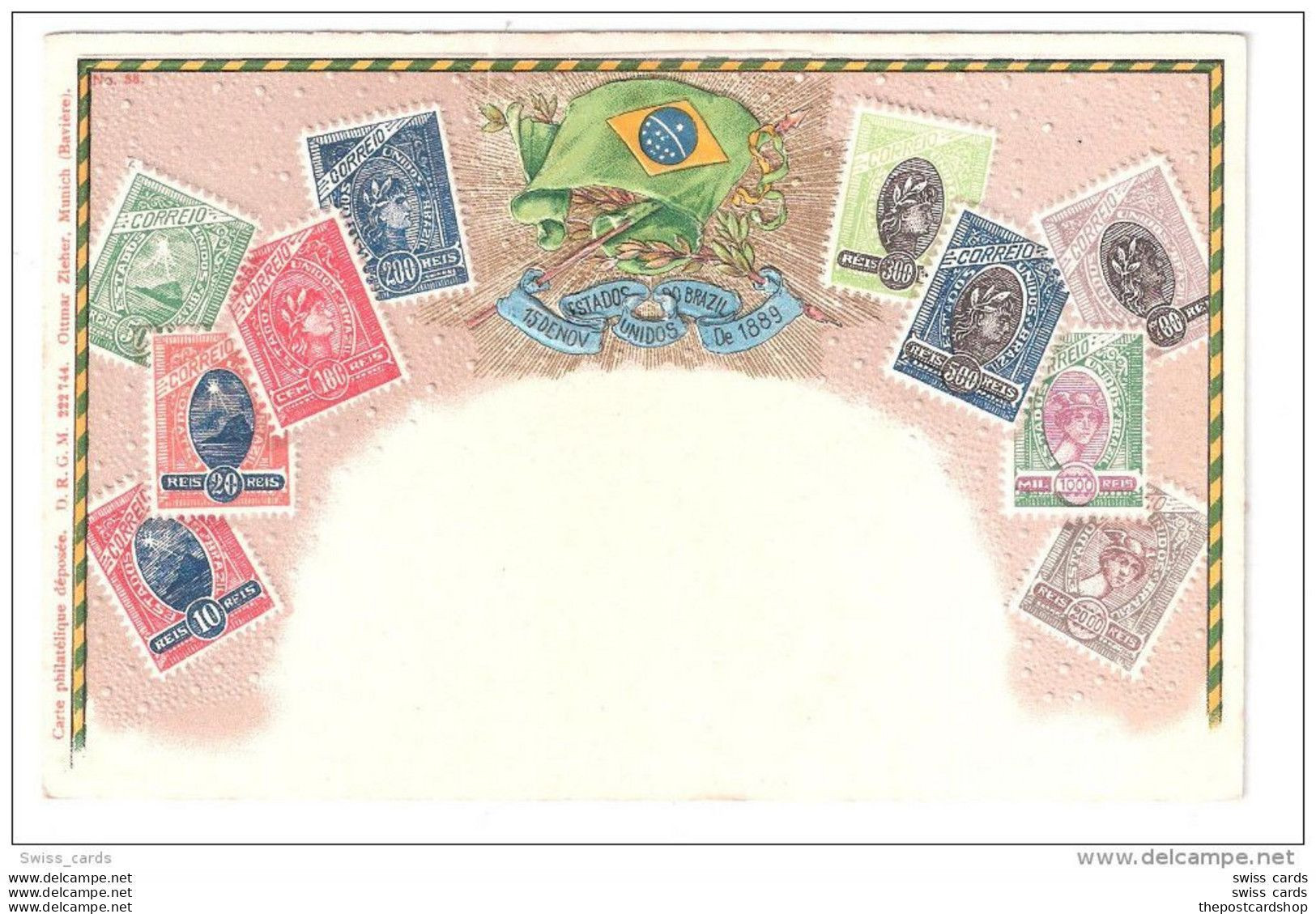 CARTE PHILATELIQUE DEPOSEE OTTMAR ZIEHER BRASIL BRAZIL BRASILIA Stamps On Postcards HERALDRY EMBOSSED Unused - Sonstige