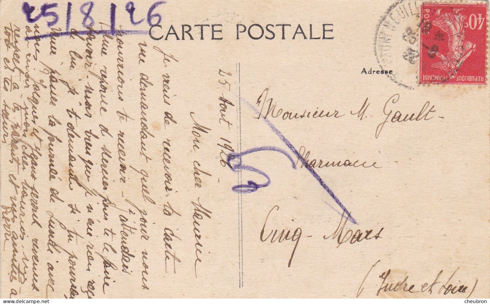 37. NEUILLE PONT PIERRE. CPA .. GRANDE RUE. . ANIMATION. . ANNÉE 1926 + TEXTE - Neuillé-Pont-Pierre