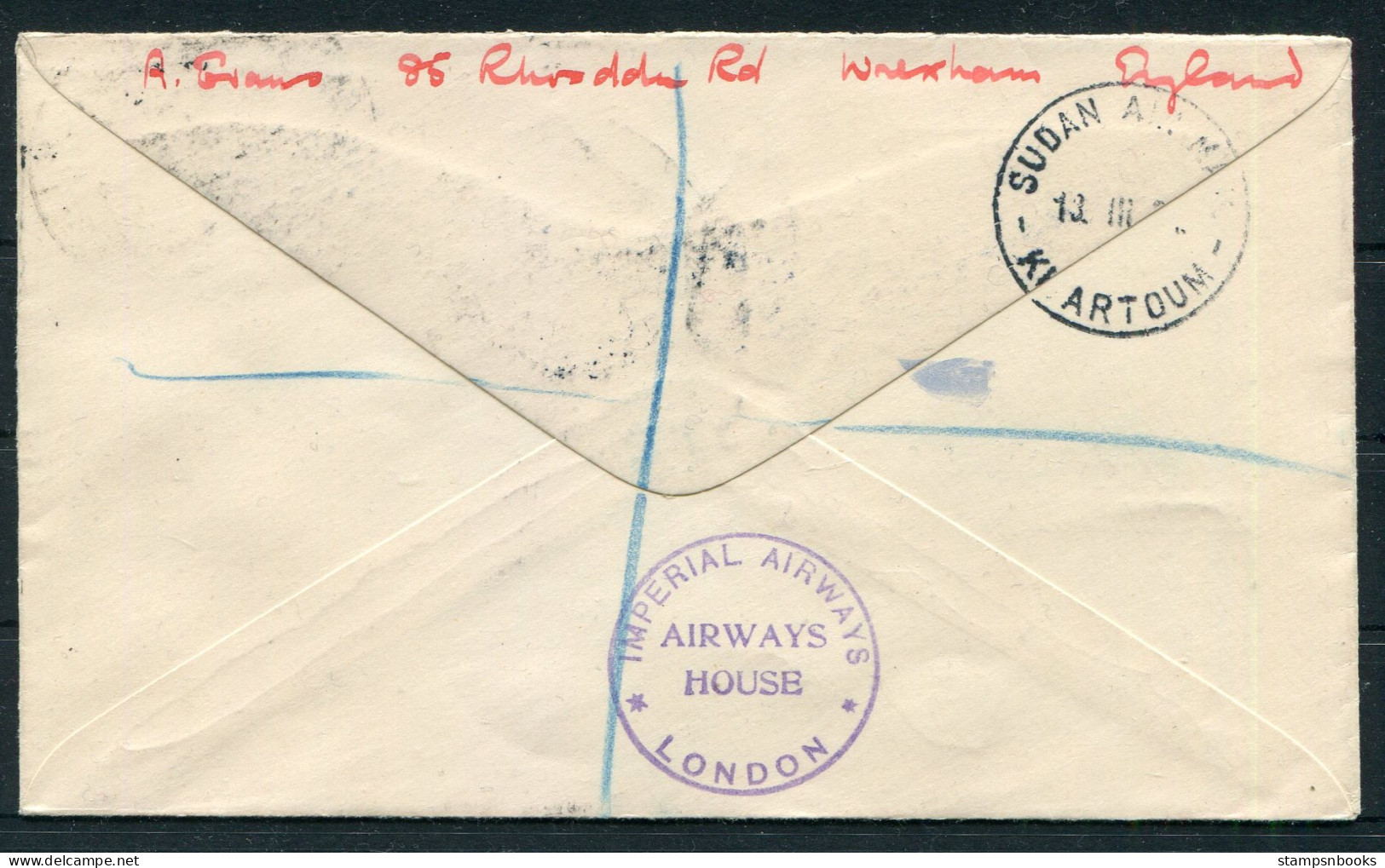 1931 Kenya & Uganda Imperial Airways First Flight Cover Kisumu - Juba / Khartoum Sudan  - Kenya & Ouganda