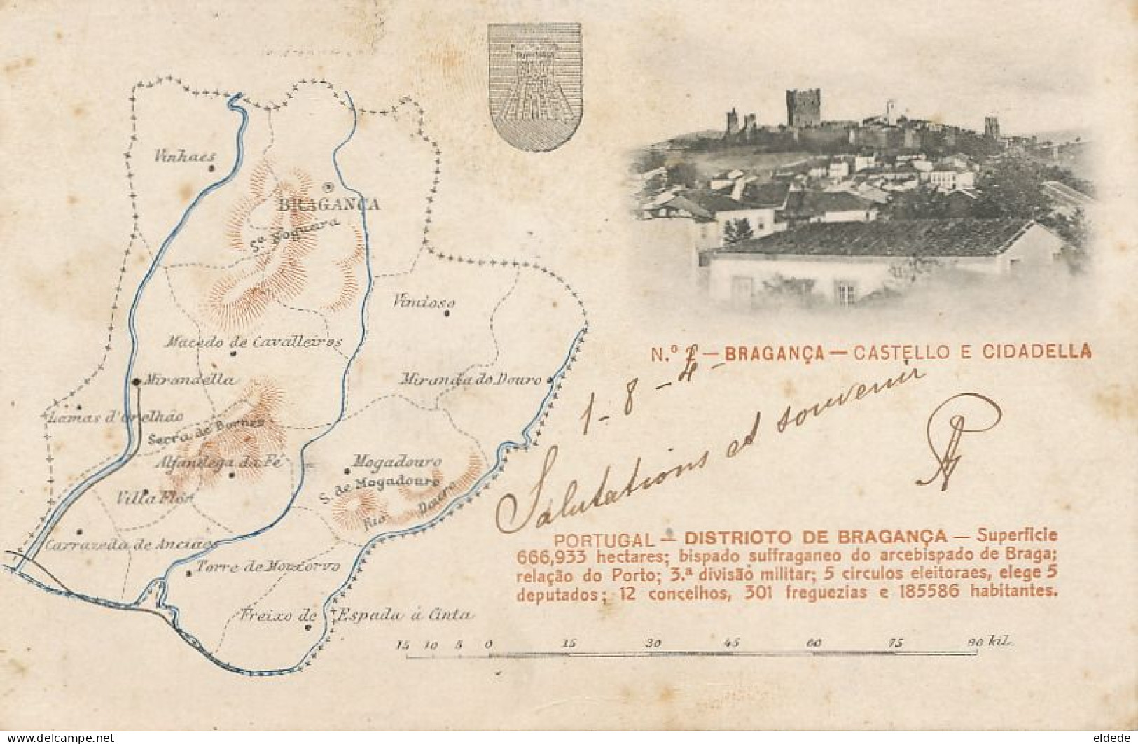 Pioneer Card Bragança With Map Mogadouro Vinhaes Vimioso  Macedo De C. Miranda Do D. Mirandella Etc - Bragança