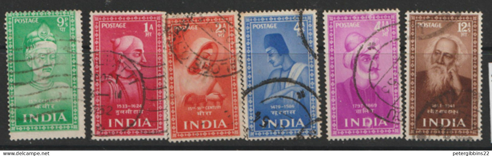 India  1951 SG  337-42   Saints And Poets    Fine Used   - Oblitérés