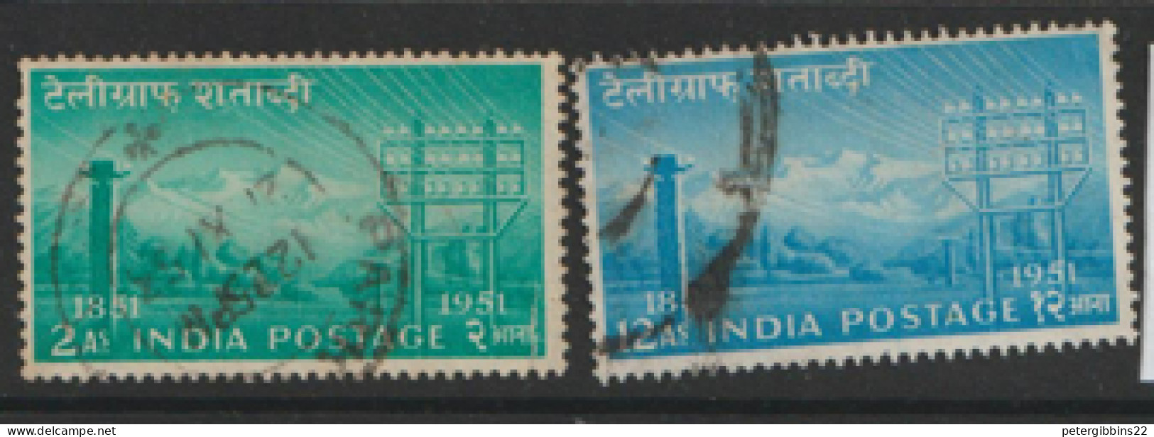 India  1953 SG  346-7  Indian Telegraphs  Fine Used   - Oblitérés