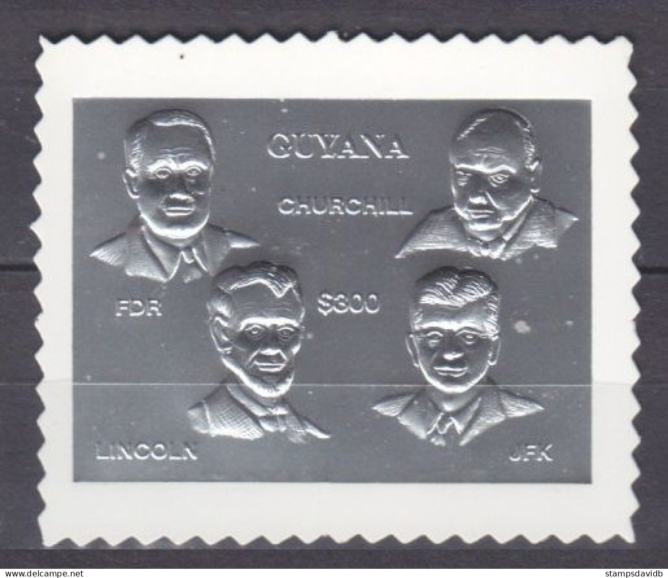 1994 Guyana 4521 Silver Politicians - A. Lincoln, V. Churchill, J. Kennedy 7,50 € - Sir Winston Churchill