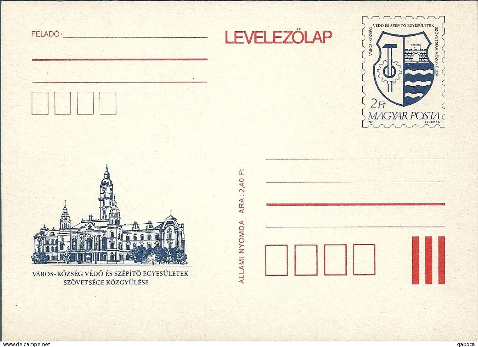 3487c Hungary Postcard Coat-of-Arms City Unused - Usines & Industries
