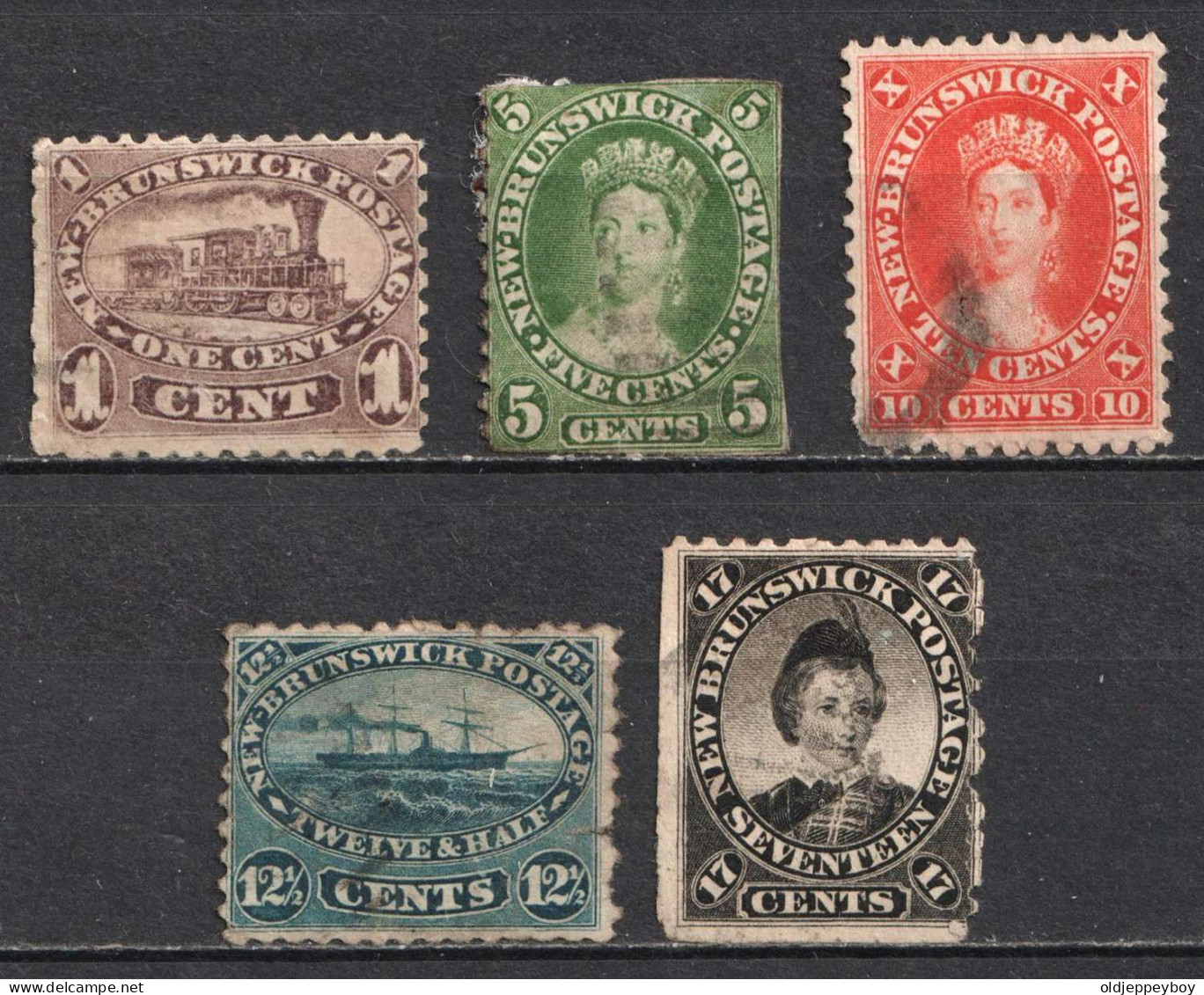 1860-63 New Brunswick, Canada, British Colonies (Mi. 4, 6 - 9, Canceled, CV $290) - Neufs